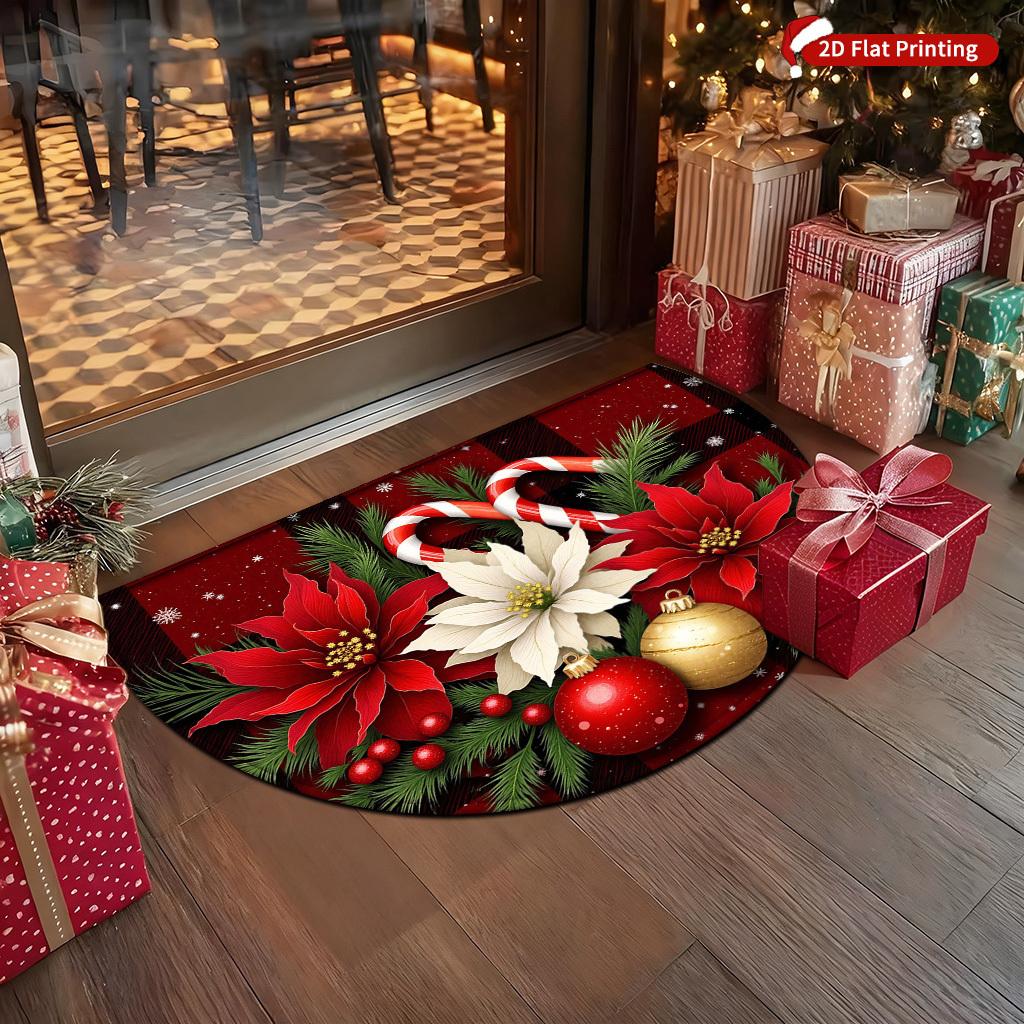 1Pcs Vibrant Floral Semi Circle Welcome Doormat Non-Slip for Outdoor Patio Porch Kitchen Bathroom Entryway Floor Mat
