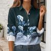 Women's Button Down Prints Shirt Long Sleeve Shirt Business Work Tops Casual With Pockets Jacket