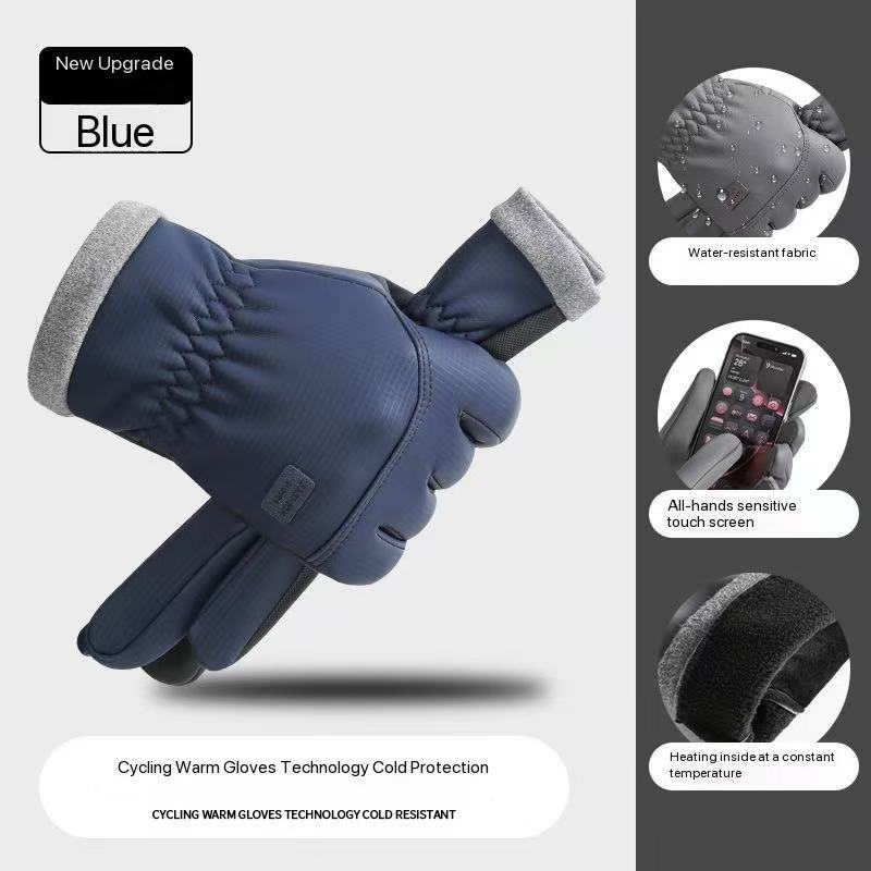 

Men s Black Windproof Ski Gloves, Warm Snowboard Gloves, Men s Bicycle, Motorcycle Riding, Winter синій