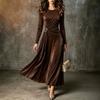Fall Long Sleeve Slim Fit Bodycon Midi Dress Pure Color Elegant Party Casual Women
