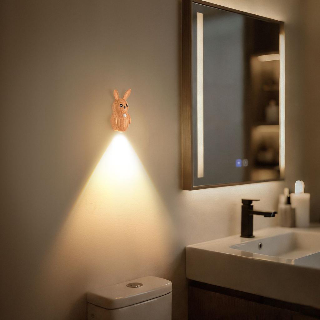 LED Three-color Changing Light Rabbit Wall Lamp Motion Sensor Light
