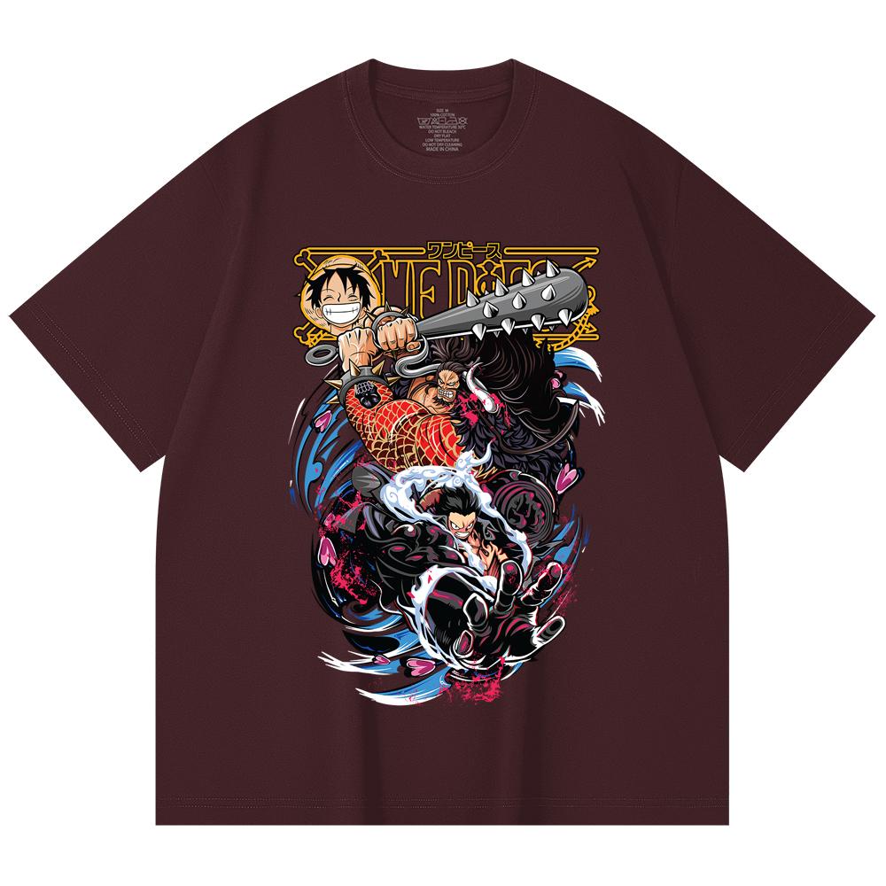 

230 Gsm 100% Cotton One Piece V6 Luffy Kaido Print Unisex Heavy Cotton T Shirt 2XL