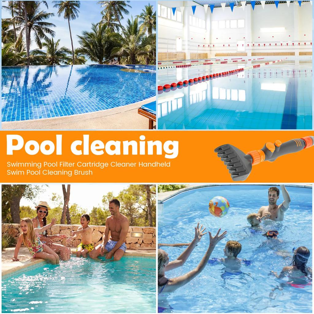 New Handheld Pool Spa Filter Cartridge Cleaner Tool Pool Filter Element Cleaner 7 Comb Nozzles Pool Filter Cleaner High Pressure