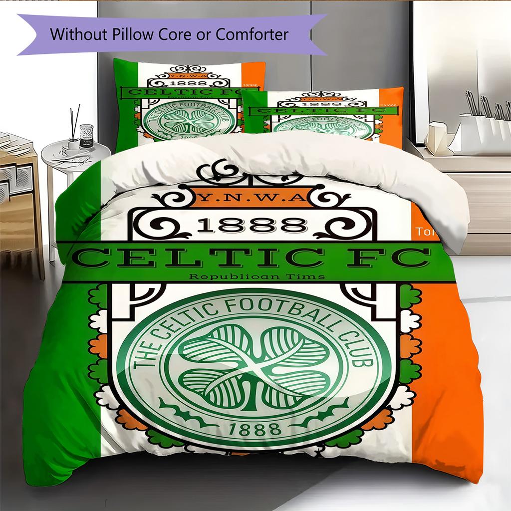 Celtic Football Club Bedding Quilt Set Quilt Cover Pillowcase Home Decoration Birthday Gift (1 * Duvet Cover + 2 * Pillowcase, Without Core)