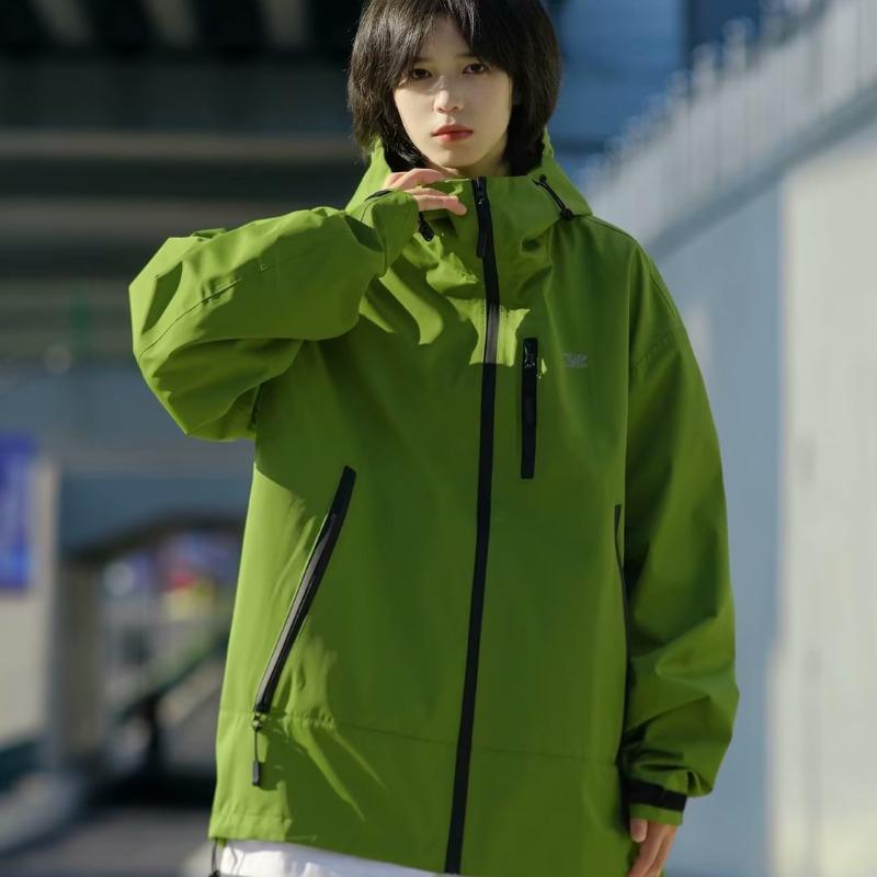 Damska Neutralna Trójodporna Wiatroszczelna Kurtka Górska - Funkcjonalna Jesienna Odzież Wierzchnia w Amerykańskim Stylu