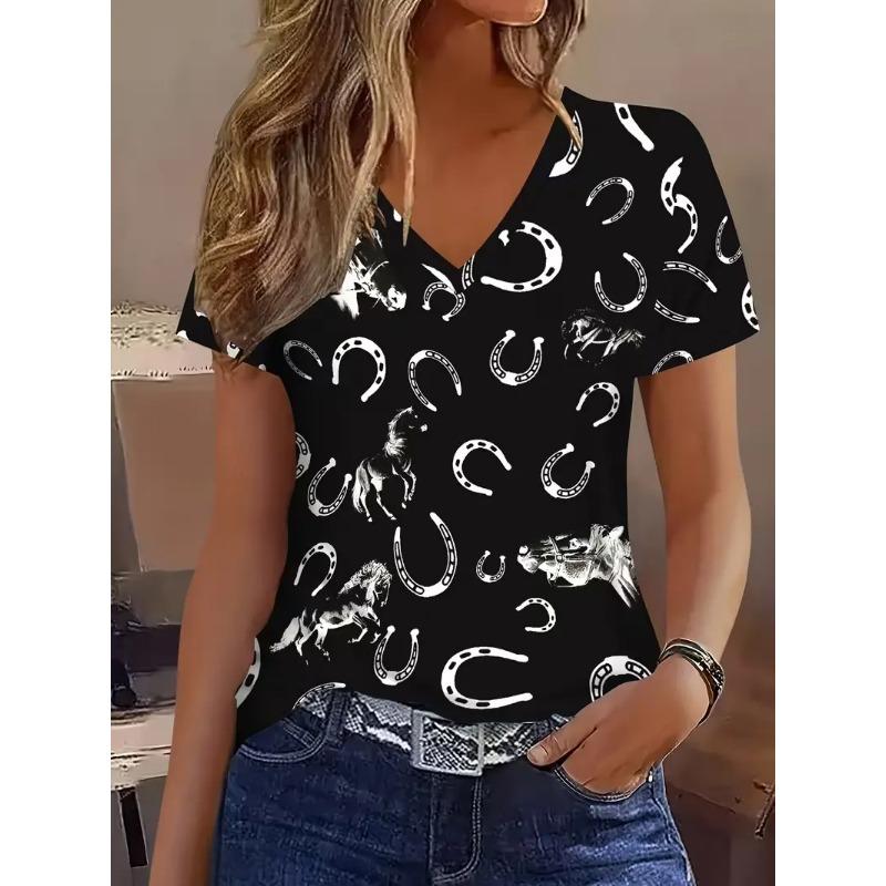 3D printed V-neck T-shirt for women S