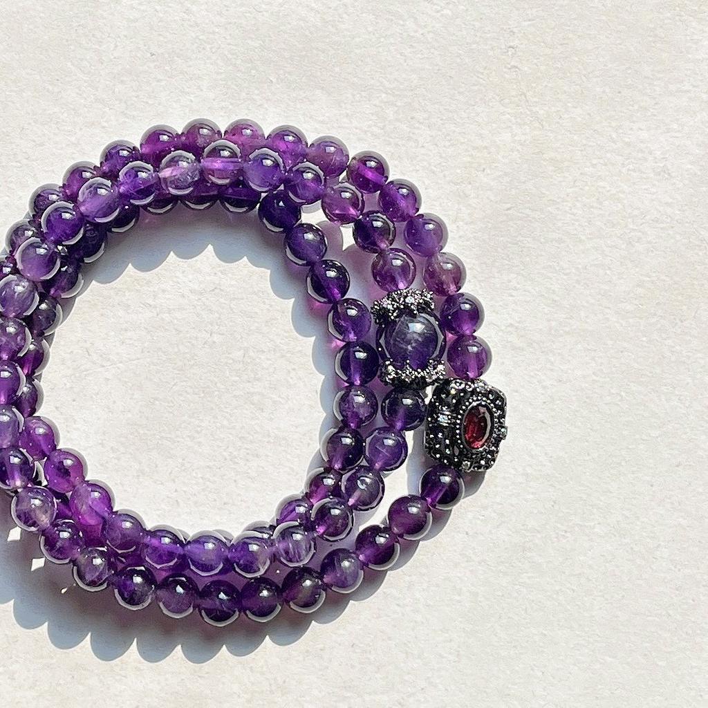 6Mm Autumn And Winter Natural Royal Amethyst Design Multi-Circle Bracelet Bracelet