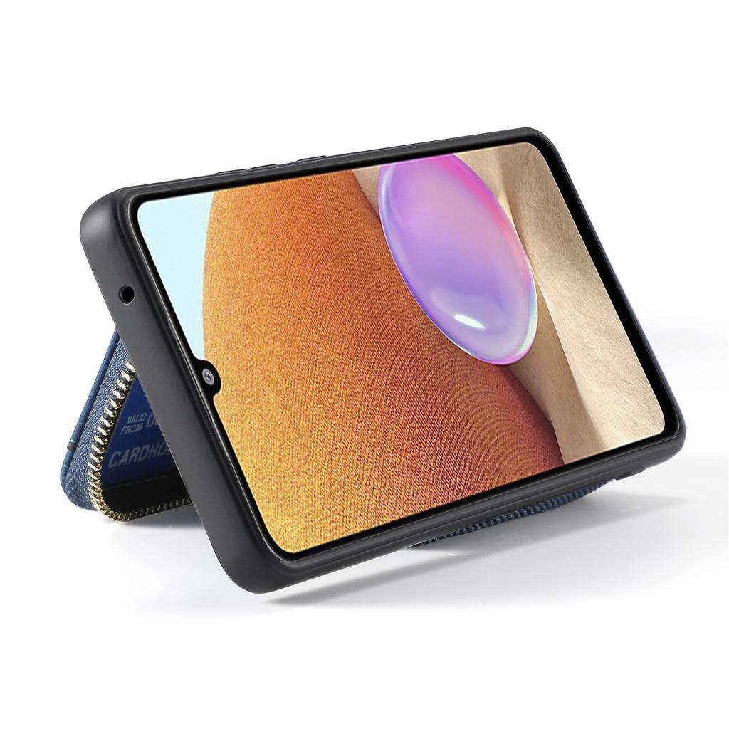 For Samsung Galaxy S25 Kickstand Case Tri-fold Card Bag PU Leather Coated TPU Cover Magnetic Case