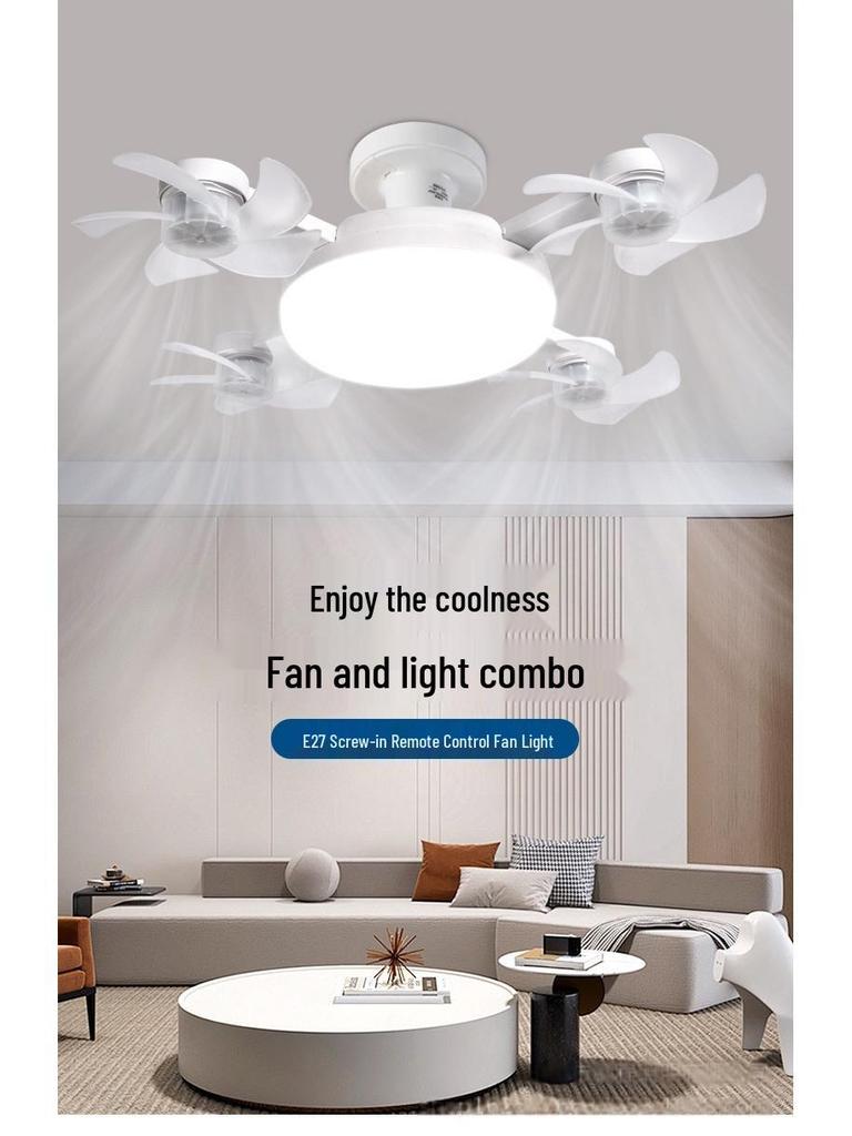 Nordic Style Remote Control Ceiling Fan with Light - Variable Frequency, Strong Wind for Bedroom