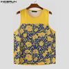INCERUN Men Sleeveless Floral Print Casual Loose Tank Tops