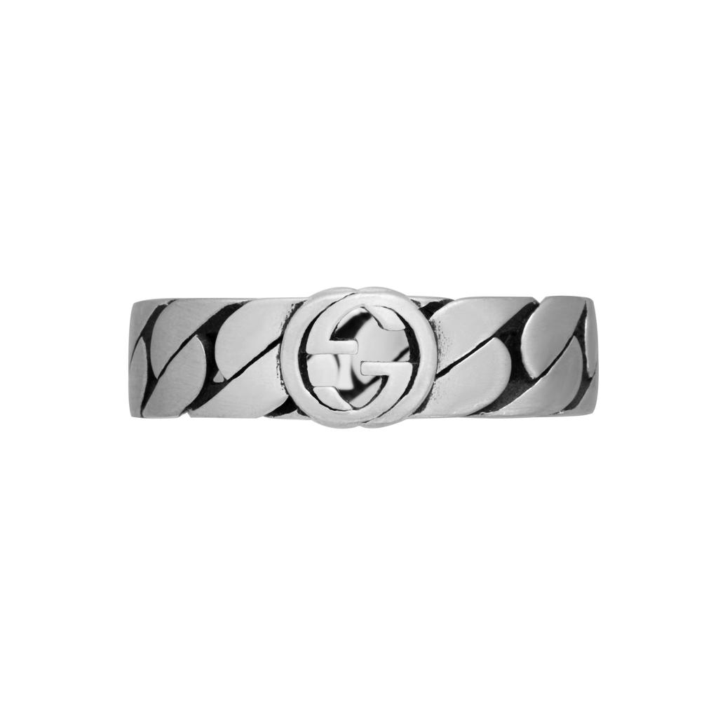Gucci Interlocking Double G Narrow Silver Ring Vintage Matte 925 Silver Unisex rings 661513-J8400-0728