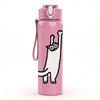 1PC Funny Long Tail Cat 750ml Color Plastic Sports Water Bottle Leakproof Flip Straw Lid Suitable for Sports Office Home Use