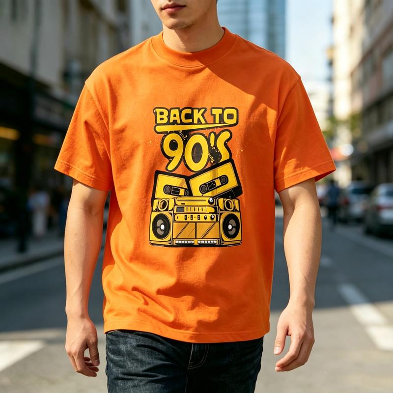 Back To 90s Retro Boombox Cassette Tape Graphic T Shirt Unisex Unisex Cotton Short Sleeve Tee Hip Hop Casual Summer Gift For 90s