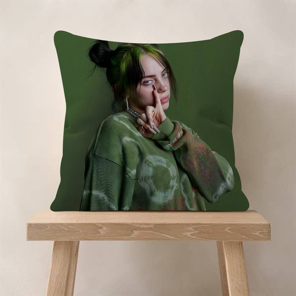 Singer B-Billie-Girl E-eilish Pillow Cushion Cover Pillowcase Living Room Sofa Home Decor Customized
