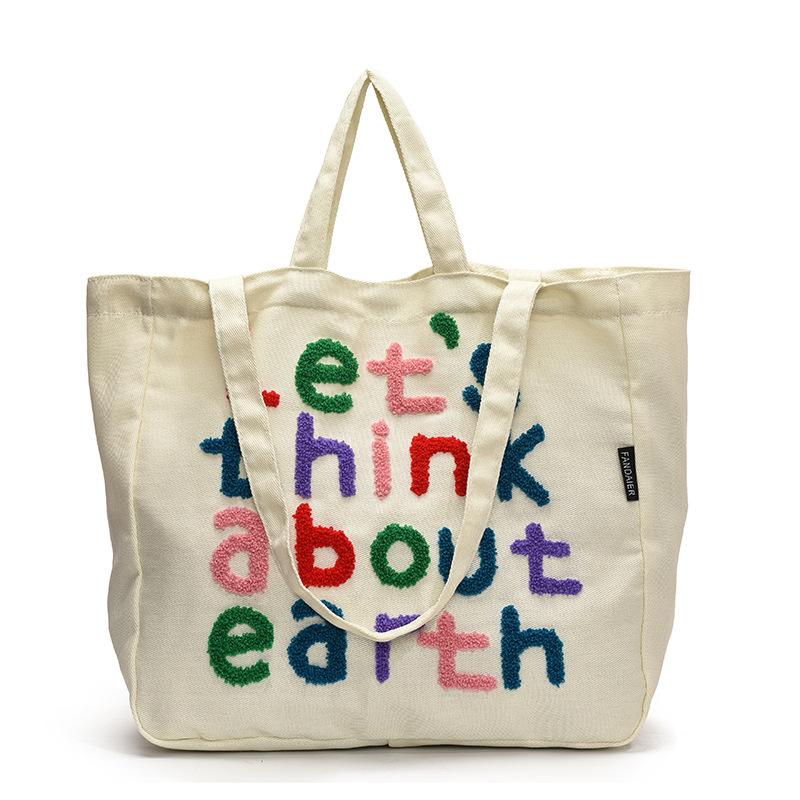 New Large-capacity Commuter Tote Bag Women's Color Letter Shoulder Bag Versatile Underarm Bag