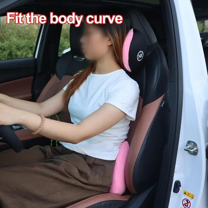 Car Headrest Pillow and Lumbar Support Set Memory Foam Neck Pillow & Back Cushion for Long Drive Pain Relief Car Seat Comfort