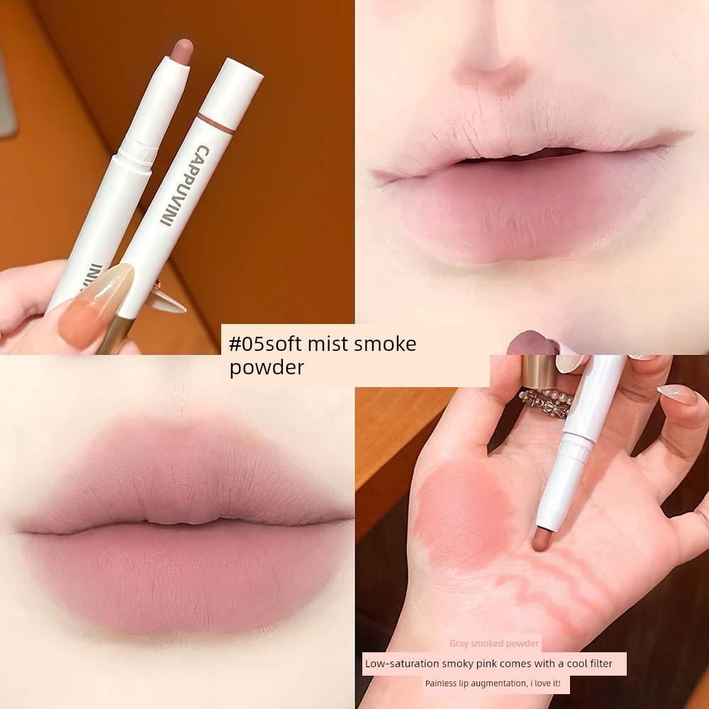 Rose Pink Lipstick Lip Glaze Korean Style Women's High Cloud Lip Mud Women's Team Color No Stain on Cup Lipstick Pseudo Plain Matte Lip Light Mist