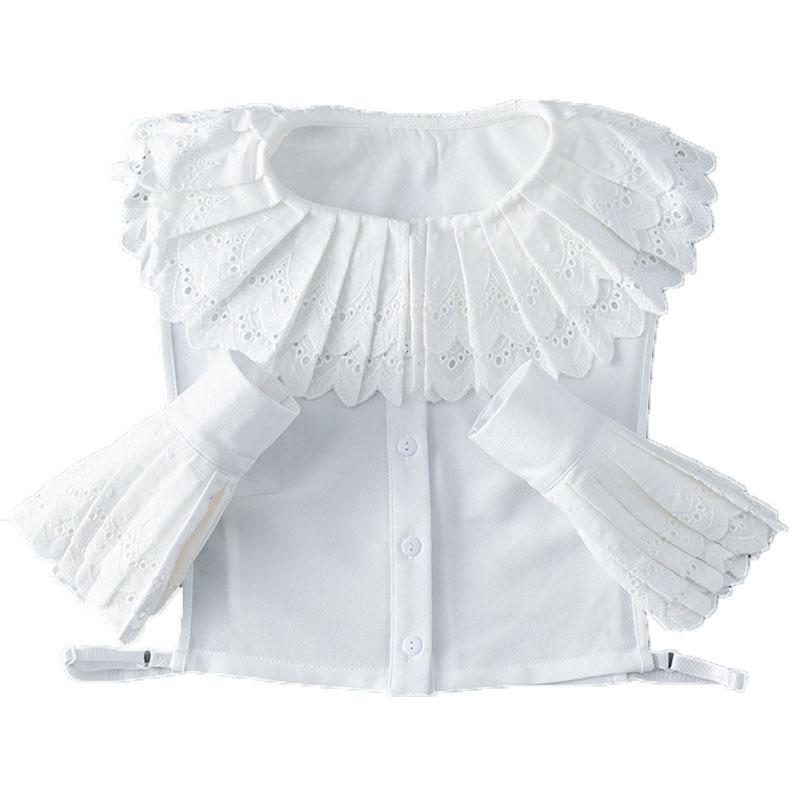 Men's Shirts Fake Collar Fake Cuff Sets Removable Half Shirt Fake Collar+Sleeved Formal Wear Shirt Detachable Collar Set