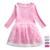Girls' Long-Sleeve Mesh Patchwork Autumn Dress 2022 - Children's Fashionable Mid-Length Dress