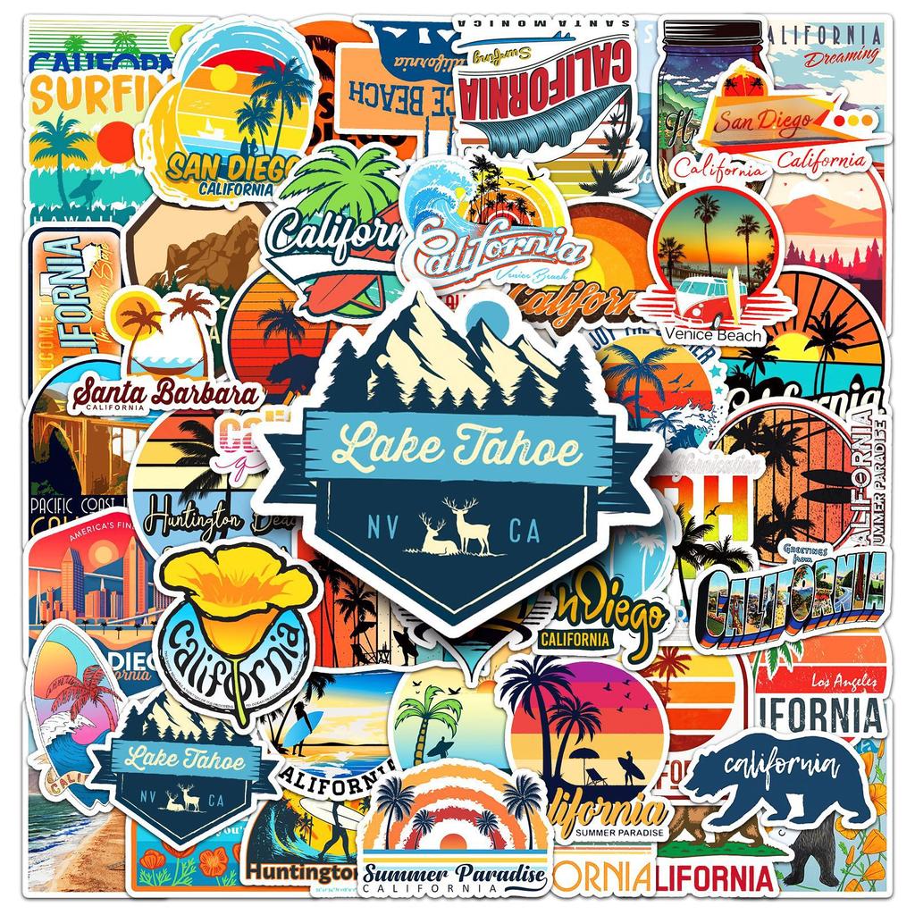 50 Graffiti Stickers Outdoor Travel California Decorative Suitcase Stickers