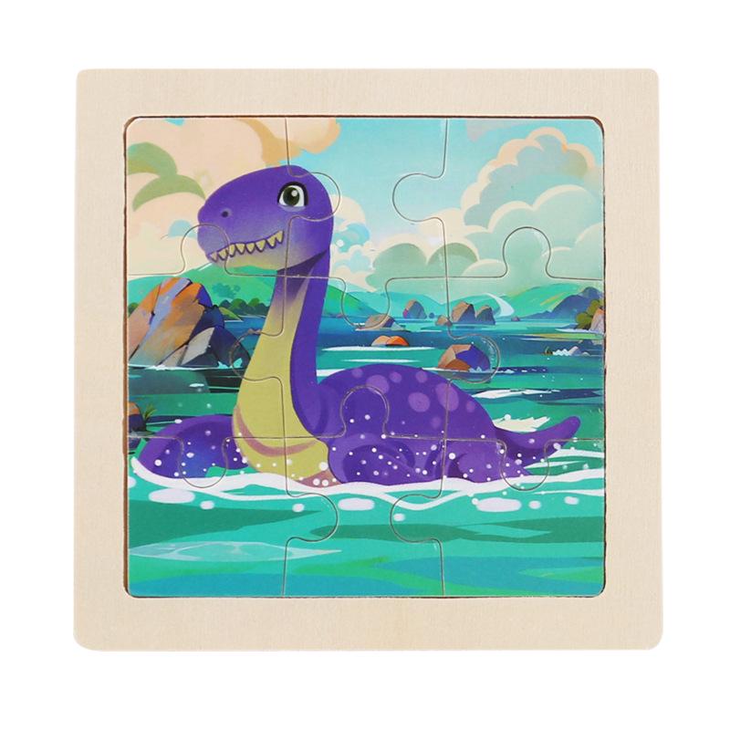 9-Piece Wooden Cartoon Animal Transport Jigsaw Toy for Early Education