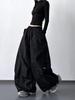 Damen Winter Retro Parachute Cargohose mit Kordelzug-Taille und Falten-Taschen
