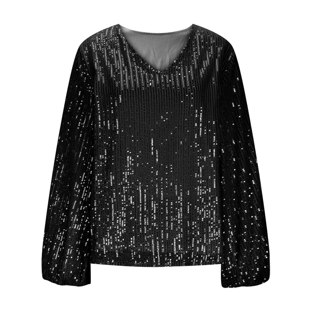 Top pulover de damă la modă, cu mâneci lungi și decolteu în V, culoare uni