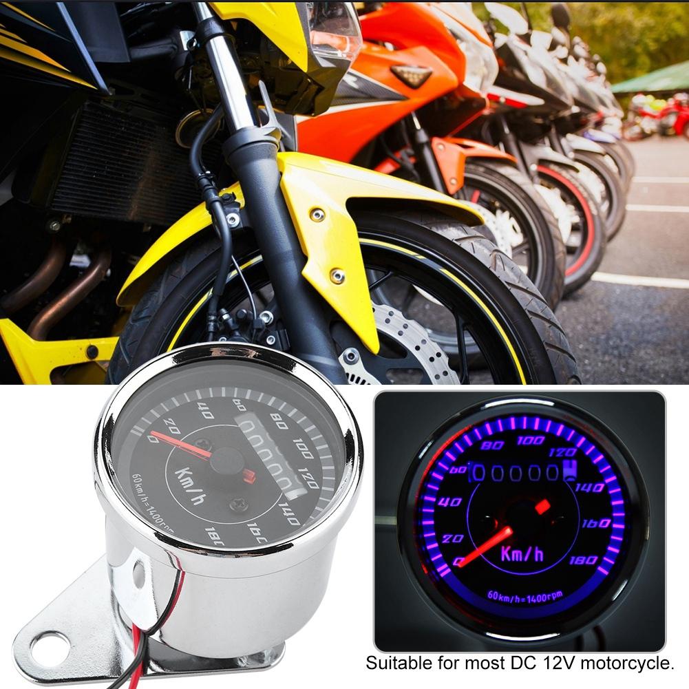 Universal Motorcycle Retro Modification LED Odometer Speedometer Digital Mile Meter Gauge