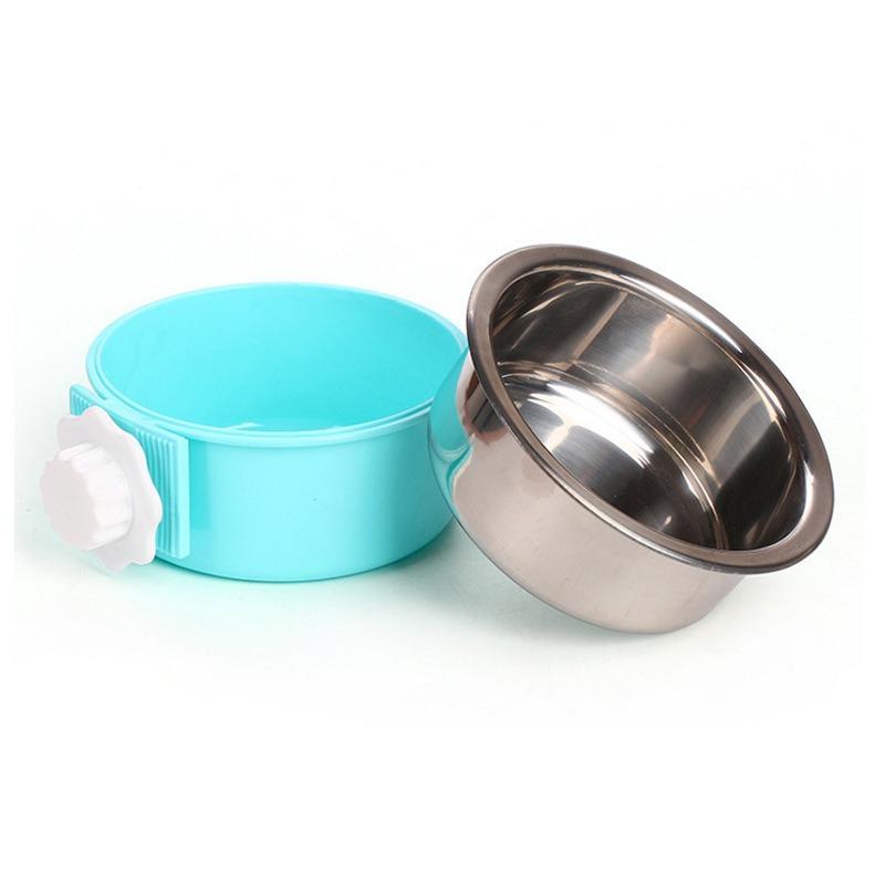 Hanging Pet Bowl Stainless Steel Removable Adjustable Screw Mount Food Water Bowl For Dog Cat Cage Crate Kennel