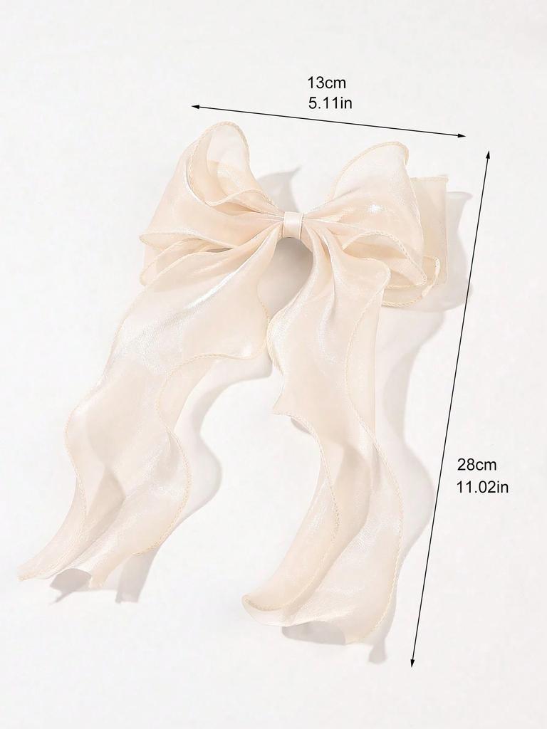 1/2Pcs Mesh Ribbon Bow With Curly Tails Spring Elegant And Gentle Hair Barrette/Clip/Accessory For Half Updo For Women, College