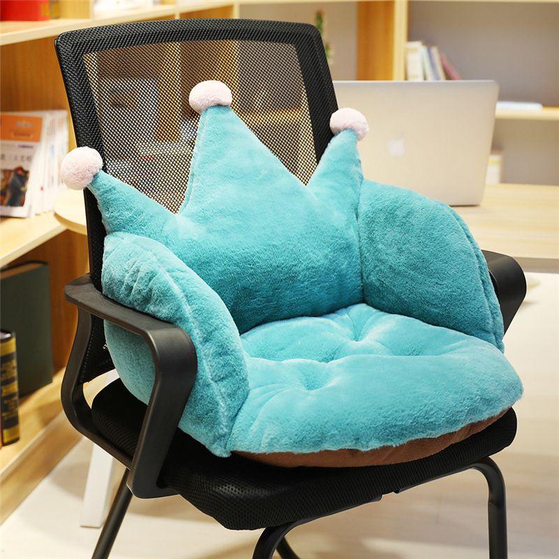 Crown Seat Plush Cushion Chair Pad Fur Home Office Waist Lumbar Pillow Soft Warm