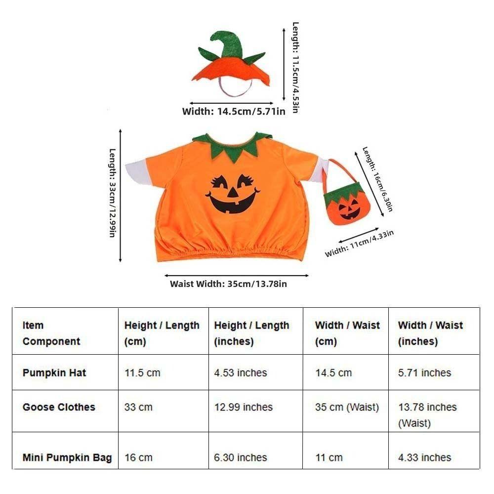 Pumpkin Shape Porch Goose Costume Bright Orange Soft Fabric Pumpkin Outfit Set Lightweight Elastic Waist Lawn Statue Clothing