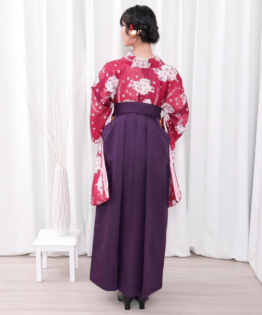 Hakama Two Shaku Sleeve Plain Graduation 4 Piece Set Hakama Lower Gorgeous E F Katakoi No Sakura Hakama [KYOETSU] Set, Kimono, Hakama, Ceremony,