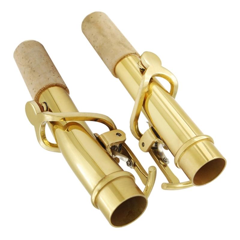 2 PCS Saxophone Neck Brass Mouthpiece Metal Sax Curved Necks and Straight Neck for Soprano Saxophone Instrument