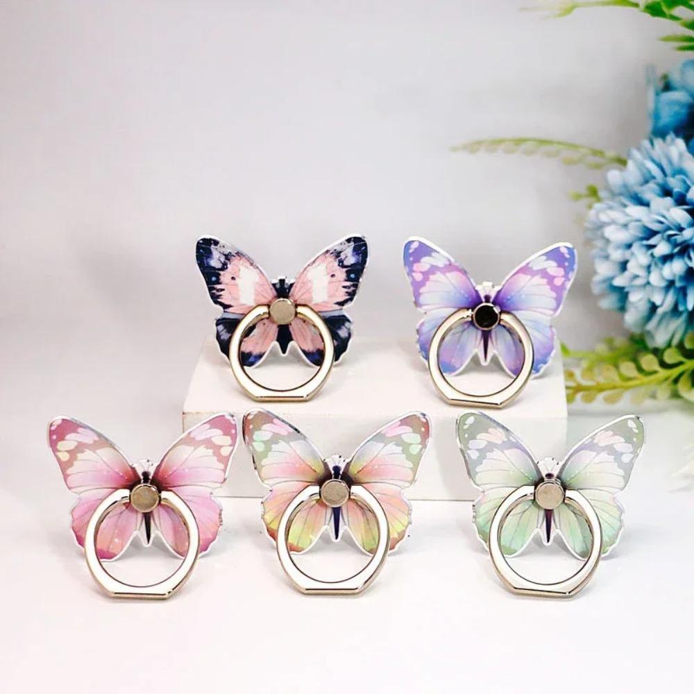 Luxury Cartoon Butterfly Phone Finger Ring Holder, Universal Mobile Phone Stand & Smartphone Accessory for IPhone 17/16/15