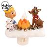 Warm Twinkling Christmas Decor Night Light, Santa Claus Grandma Bonfire Resin LED Lamp Holiday Nursery for Bedroom, Plug-in Festive Ambient