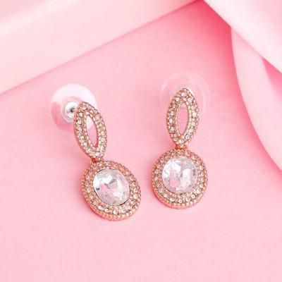 Women's Sparkling Rose Gold Crystal Drop Earrings
