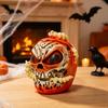 Niche Horror Collection Pieces Halloween Skull Apples Resin Statue, Gothic Spooky Decor with Tabletop Props Worm, Prop for Party Haunted House, Unique