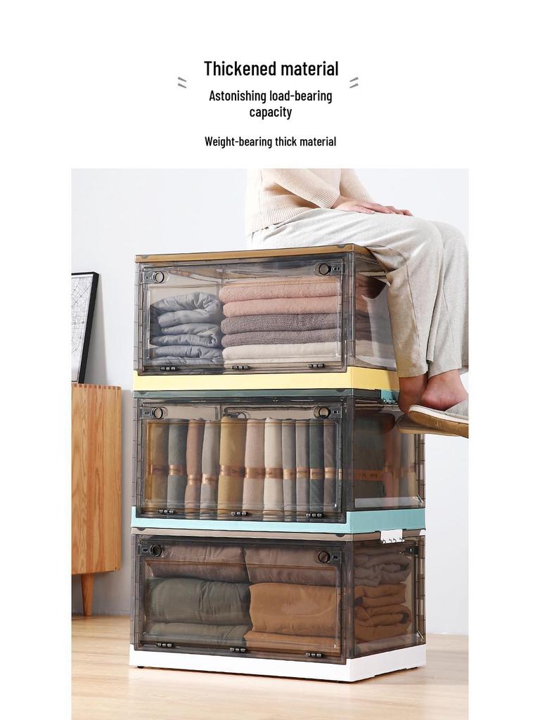 Portable Transparent Plastic Storage Box for Clothes and Toys, Foldable Wardrobe Drawer Organizer