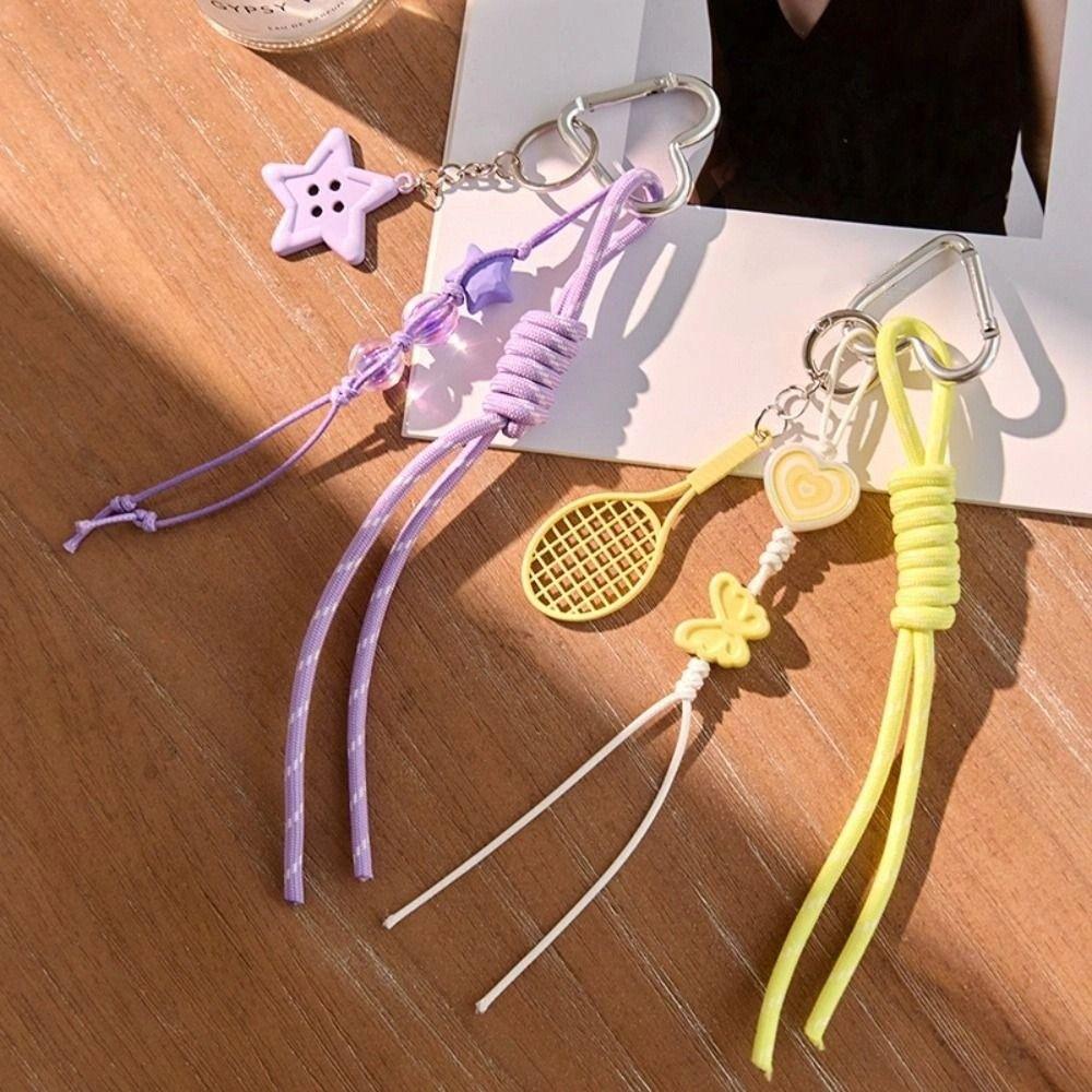 Anti-Lost Braided Rope Keychain Hand-Woven Star Bowknot Key Chain  Home Decor