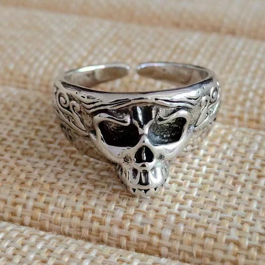 Retro Punk Style Skull Male Ghostly Toothy Ghost Rider Ring