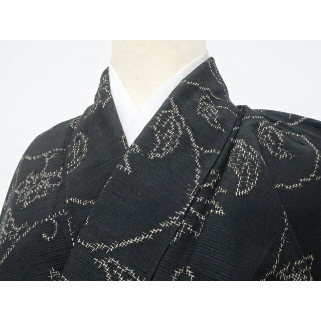 Recycled Kimono Tsumugi Karahana Pure Silk Kimono Length approx. 162.5cm Sleeve length approx. 65cm 25z11-6121 [Recycled Kimono, Finished