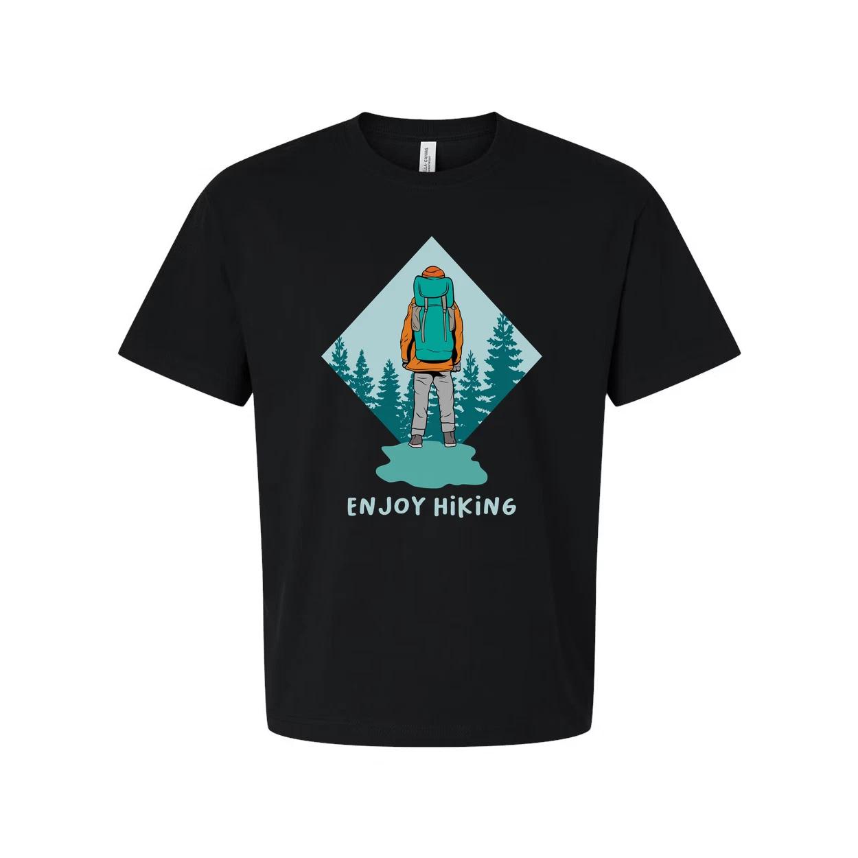 

Unisex Hiking Graphic Tee With Backpacker Silhouette Inside Diamond Mountain For M