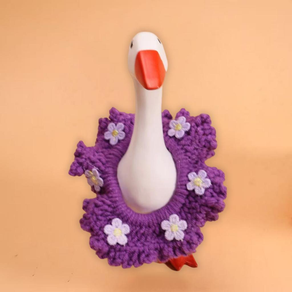 Miniature Desktop Goose Figurine with Textured Decorative Collar and Small Bell Accents for Office Home Desk Ornament