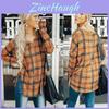 Vintage Plaid Shirt For Women With Polyester Blend Long Sleeve Casual Style