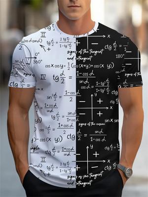 Camisetas con gráficos de fórmulas matemáticas en 3D para hombre, ropa informal de estilo retro callejero, de manga corta y cuello redondo, a la moda, para verano
