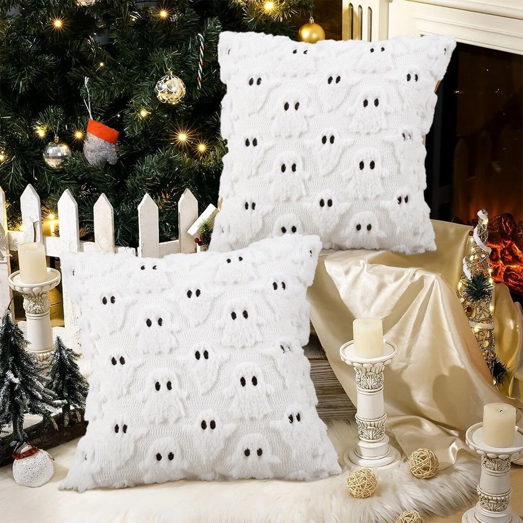 Plush Pillowcase With Pumpkin  Embroidery Halloween Decoration