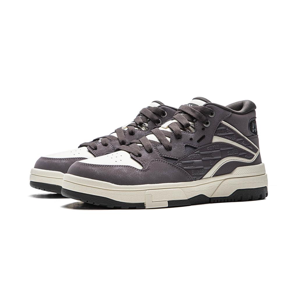 Li Ning Wave MID FLEECE Thermal Slip Resistant Mid top Skateboard Shoes Unisex Gray AGCV381-2