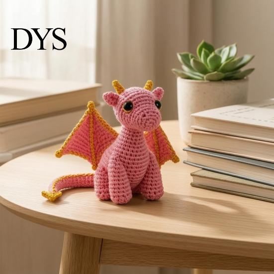 Crochet Dragon Doll with Card, Emotional Support Handmade Decor, Mini Decor Knitting Ornament, Inspirational Gifts for Family Friends Toy