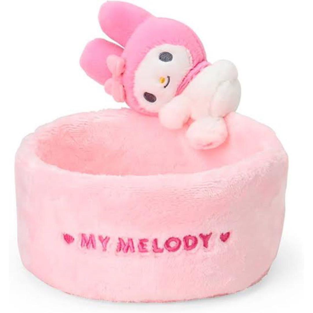 My Melody accessory case with mascot stuffed animal basket Sanrio storage case
